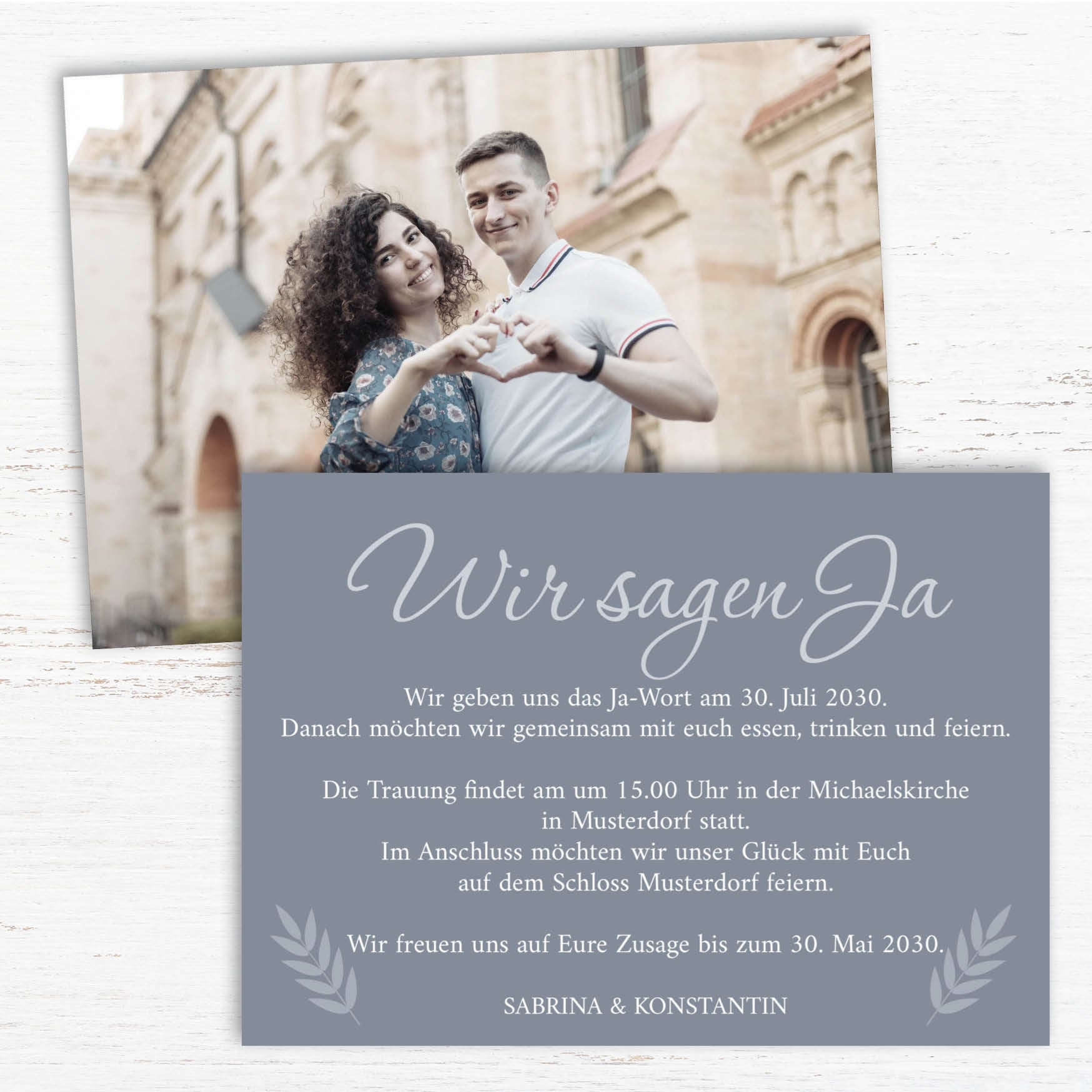 Einladung zur Hochzeit: Urlaubsfoto in Bluedust - Postkarte